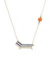 Aliita Beach Chair Enameled 9k Yellow Gold Necklace In Multi