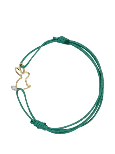 Aliita Bunny Pearl-embellished Cord Bracelet In Green