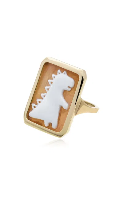 Aliita Cameo Dino 9k Yellow Gold Carnelian Ring