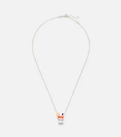 Aliita Cocktail 9kt Charm Necklace With Mother Of Pearl And Coral In White