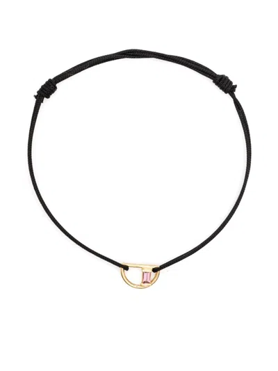 Aliita 9kt Yellow Gold D-letter Bracelet In Black
