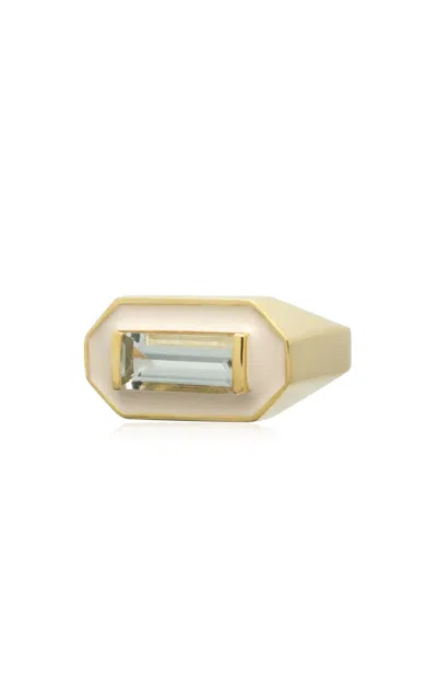 Aliita Deco Maxi Baguette 9k Yellow Gold Amethist Ring