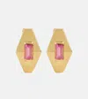 Aliita Deco Rombo Mini 9kt Gold Earrings With Tourmaline In Pink Tourmaline