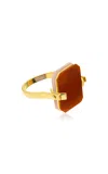 Aliita Deco Sandwich 9k Yellow Gold Opal; Carnelian Ring
