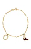 Aliita Deco Tubitos Cowboy 9k Yellow Gold Diamond Bracelet