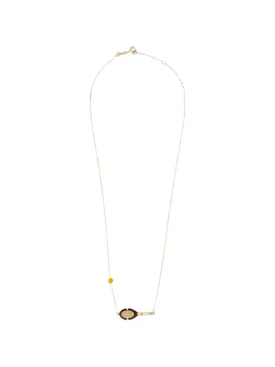 Aliita Enamelled Racket-charm Necklace In Gold