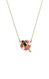 Aliita Flotadora 9k Yellow Enamel Necklace In Pink