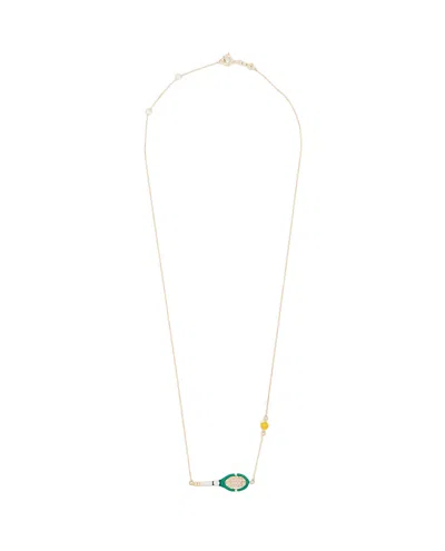 Aliita Gold/green Tennis Pelota 9k Gold Necklace