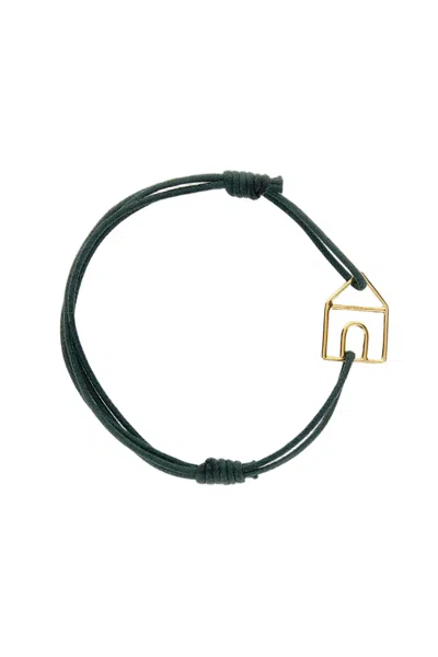 Aliita Green Casita Pura 9k Gold Drawstring Bracelet