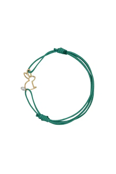 Aliita Green Conejito Perla 9k Gold Cotton Bracelet