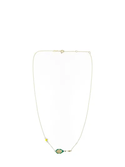 Aliita Hand-painted Tennis Pelota Necklace In 9kt Yellow Gold For Ss24 In Green