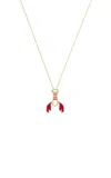 Aliita Langosta 9k Yellow Enamel Necklace In Red