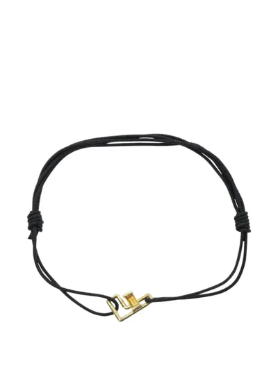 Aliita Letra F Citrine Cord Bracelet In Black