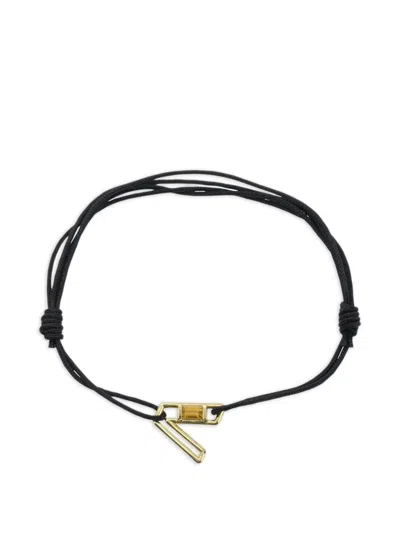 Aliita Letra V Citrine Cord Bracelet In Black