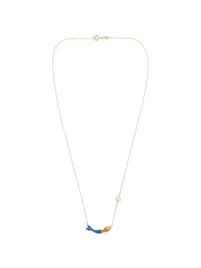 Aliita Mermaid Enamel Pearl Necklace In Black