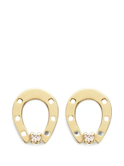 Aliita Mini Horseshoe Diamond Earrings In Gold