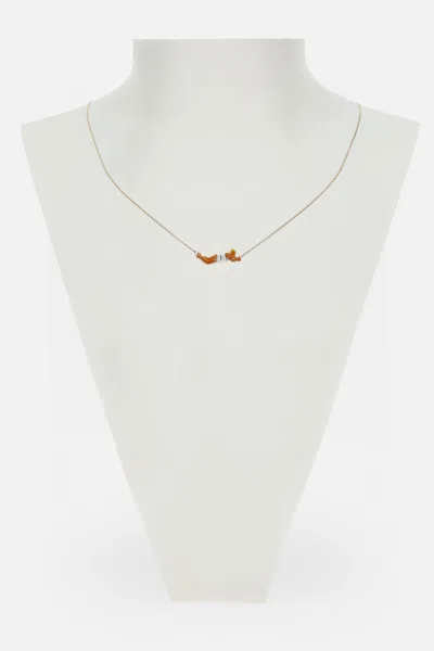 Aliita Nadadora Rayada Sky Blue Necklace In Gold