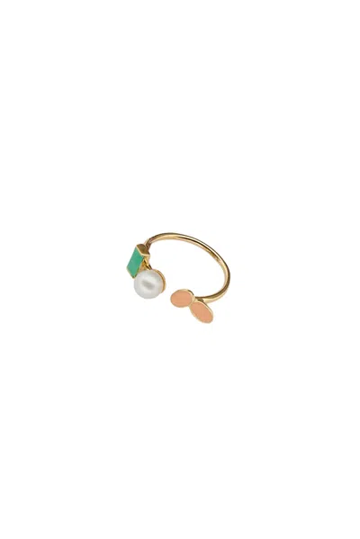Aliita Pale Pink Petalos Flor Ring In Multi