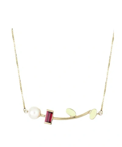 Aliita 18k Yellow Gold Petalos Citrine And Pearl Necklace In Multicolor