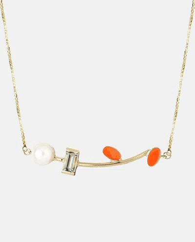 Aliita 18k Yellow Gold Petalos Citrine And Pearl Necklace In Multicolor
