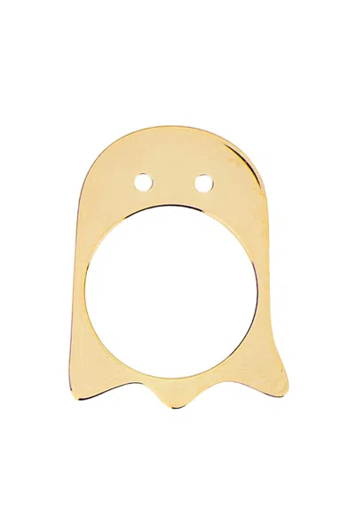 Aliita Playful Ghost Motif Flat Ring In 9ct Yellow Gold