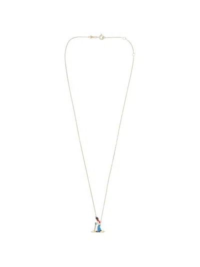 Aliita Ski Enamel-pendant Chain Necklace In Brown