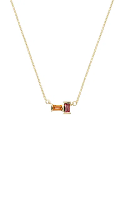 Aliita Tu Y Yo 9k Yellow Gold Citrine; Tourmaline Necklace In Gold