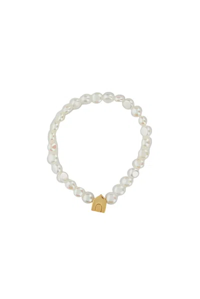 Aliita White Casita Bold Perla Bracelet In Silver