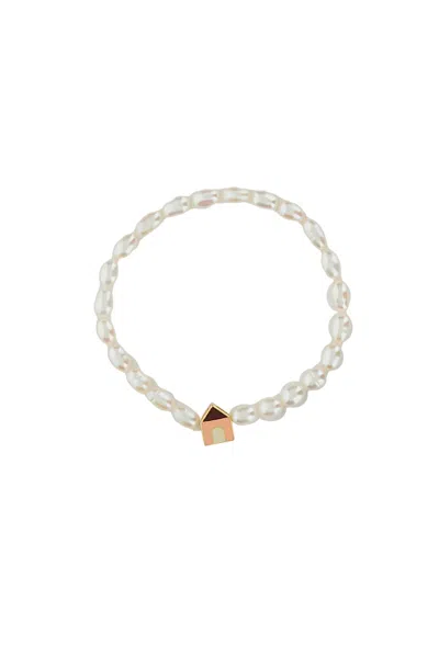Aliita White Casita Bold Perla Bracelet In Silver