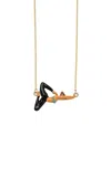 Aliita Yoga Enameled 9k Yellow Gold Necklace In Black