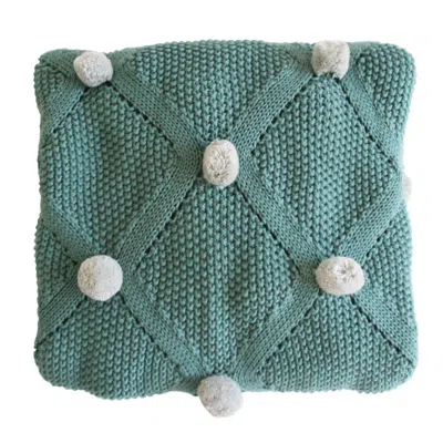 Alimrose Pom Pom Blanket & Booties In Sage Grey In Gray
