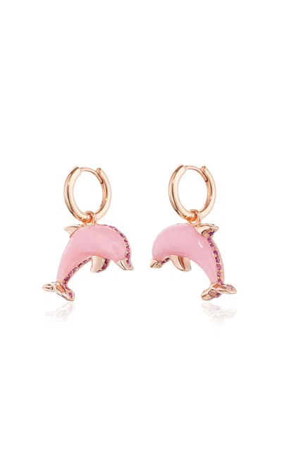 Alina Abegg 18k Yellow Gold Pink Dolphin Bubble Hoops