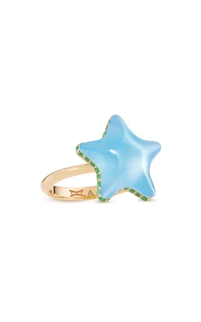 Alina Abegg 18k Yellow Gold Starfish Blue Bubble Mini Ring