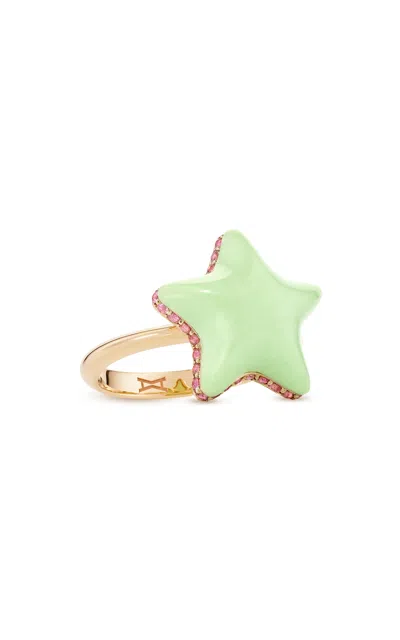 Alina Abegg 18k Yellow Gold Starfish Green Bubble Mini Ring