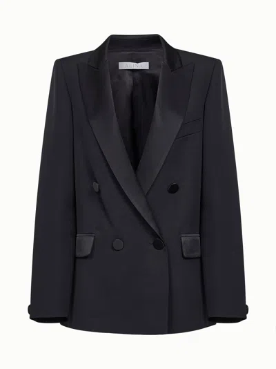 Alina Black Enver Satin Oversized Double-breasted Blazer