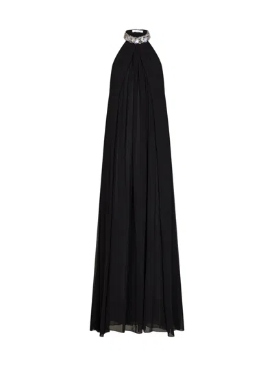Alina Black Georgette Maxi Dress With Crystal Embroidery
