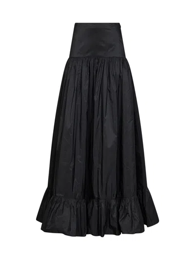 Alina Black Taffeta Full Maxi Skirt