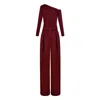 Alina Cernatescu Malbec Set  Viscose Burgundy Red Elegant Work-to-evening Long Sleeve Top & High-waisted Pleated Trou In Red