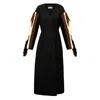 Alina Cernatescu Women's Black / Brown Totem Maxi Cotton Coat Black & Brown With Hand-knitted Wool Sleeves And Belt In Black