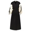 Alina Cernatescu Women's Black / Neutrals Astrid Maxi Beige Black Cotton Adjustable  Statement Sleeves Cardigan Coat