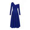 Alina Cernatescu Women's Brandy Royal Blue Midi Off Shoulder With Drapery And Frontal Slit Cocktail Dress In Blue