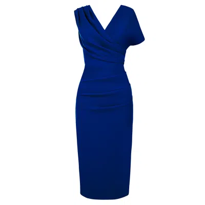 Alina Cernatescu Women's Chance Dress Royal Blue Premium Elegant Day-to-night Draped Dress