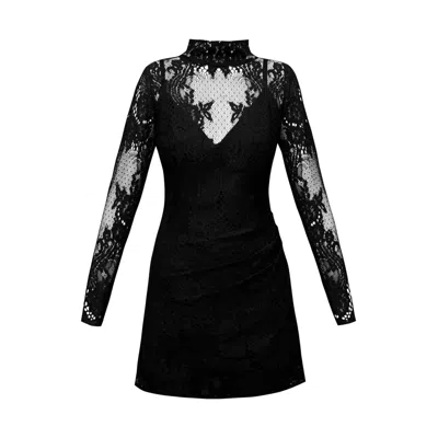 Alina Cernatescu Women's Eclissa Short Black Lace Cocktail Dress