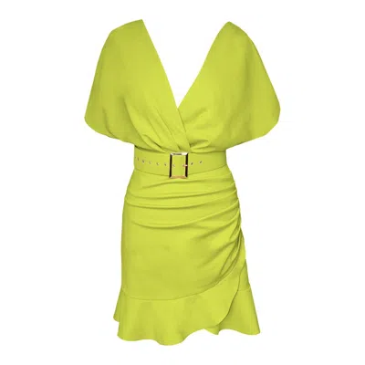 Alina Cernatescu Women's Green Mariposa Lime Mini Ruffle Cocktail Dress