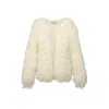Alina Cernatescu Women's Halo Mini Wool Jacket White With Hand-knitted Long Sleeves In White