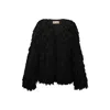 Alina Cernatescu Women's Hecate  Mini Wool Jacket Black With Hand-knitted Long Sleeves In Black
