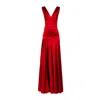 Alina Cernatescu Women's Hera Red Silk Maxi Dress V Neckline And  Frontal Drapery In Red