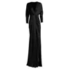 Alina Cernatescu Women's Isadora Black Triacetate Maxi Dress With V-neck And Long Sleeves In Black
