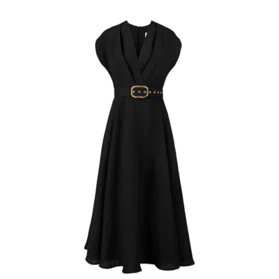 Alina Cernatescu Women's Ischia  Black Office & Coktail Midi Dress