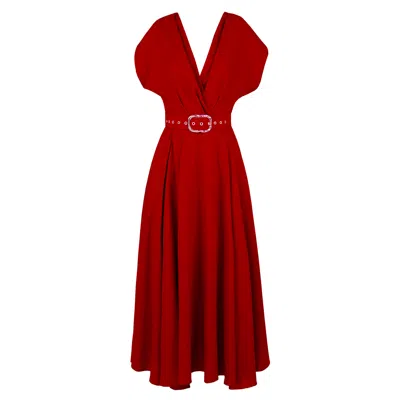 Alina Cernatescu Women's Ischia Red Office & Coktail Midi Dress